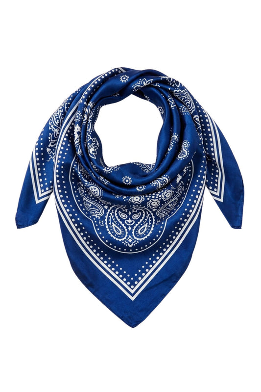 Navy and White Paisley Print Bandana