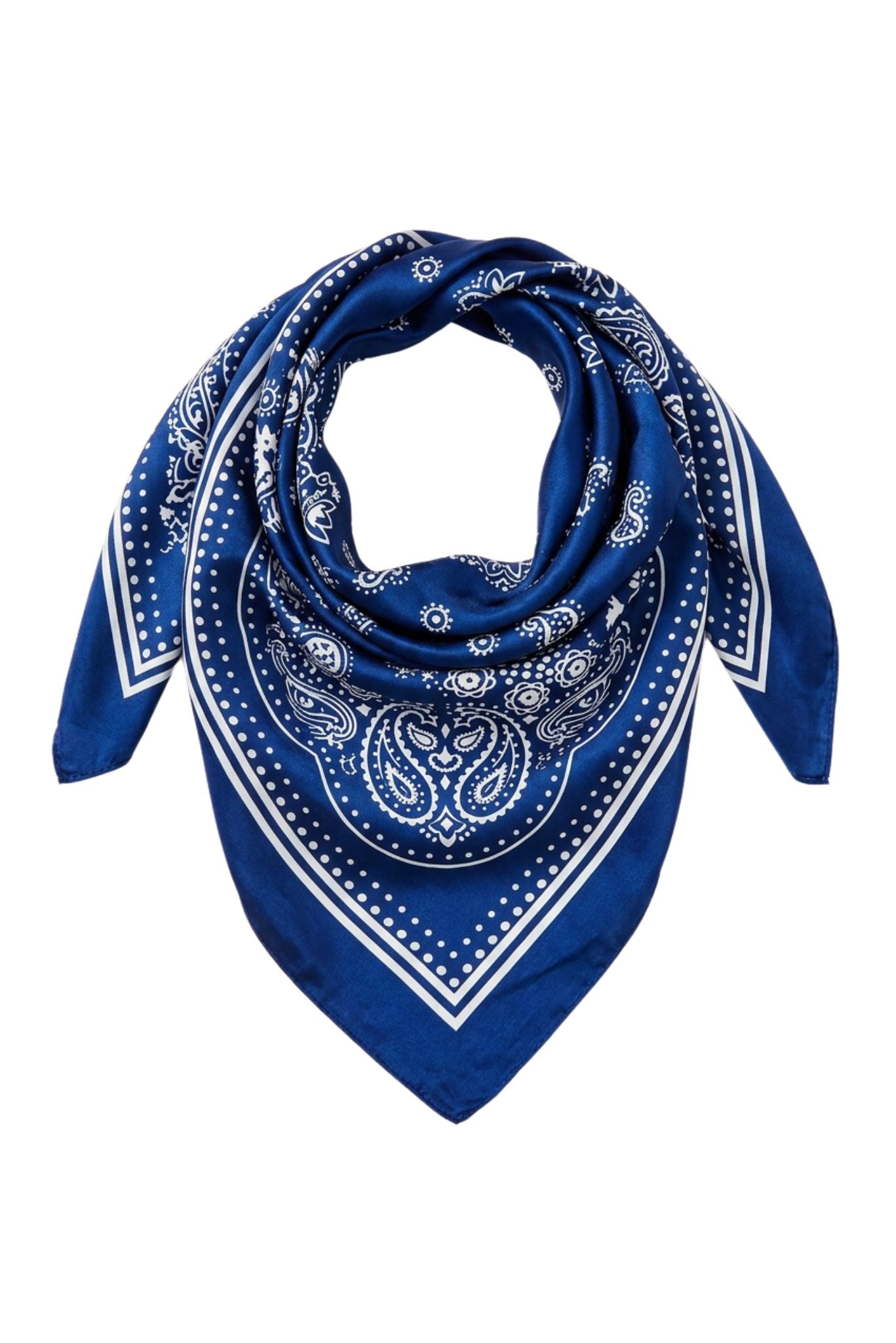 Navy and White Paisley Print Bandana