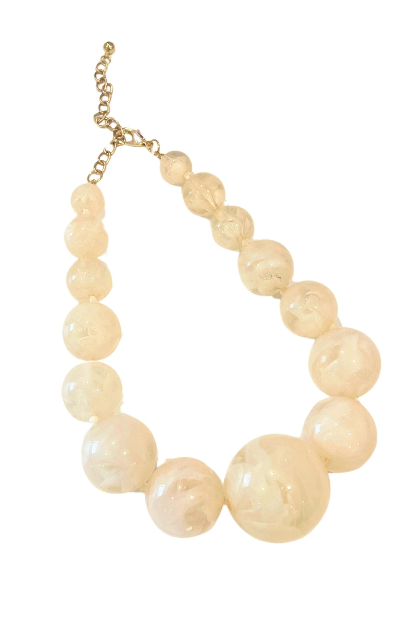 Ivory Resin Ball Beaded Statement Necklace