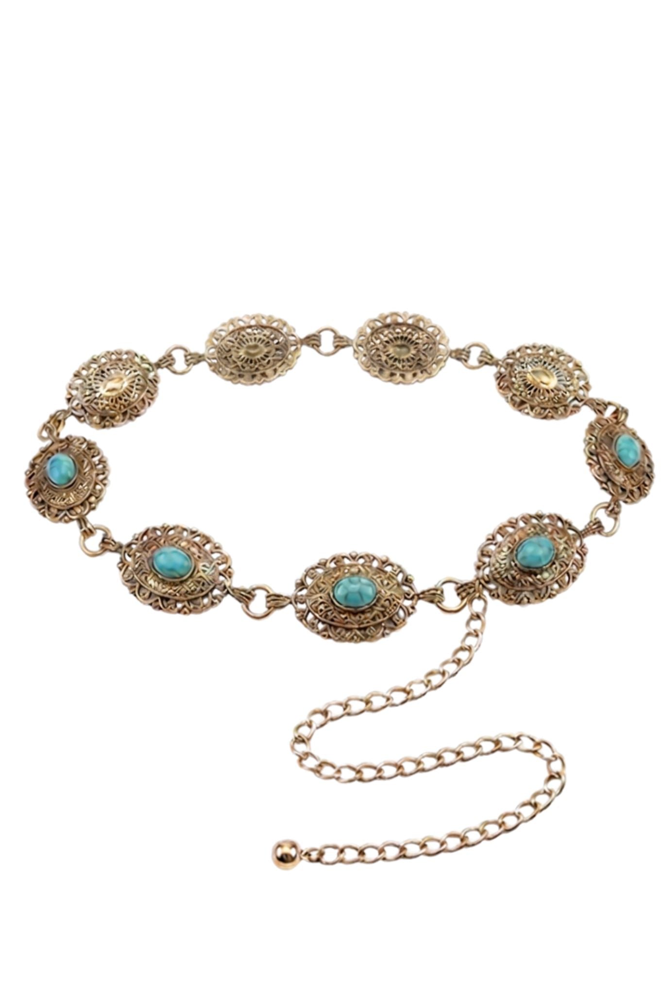 Gold and Turquoise Western Concho Belt