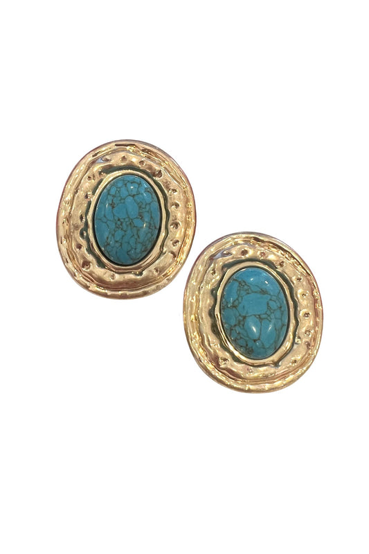 Turquoise Stone Statement Earrings