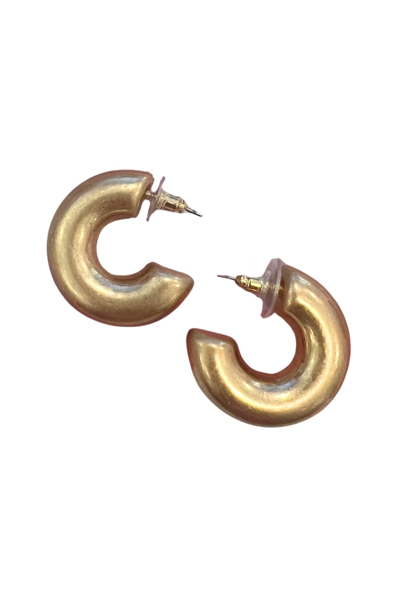 Brushed Gold Chunky Hoop Earrings