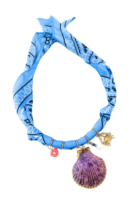 Blue Multi Charm Scarf Necklace