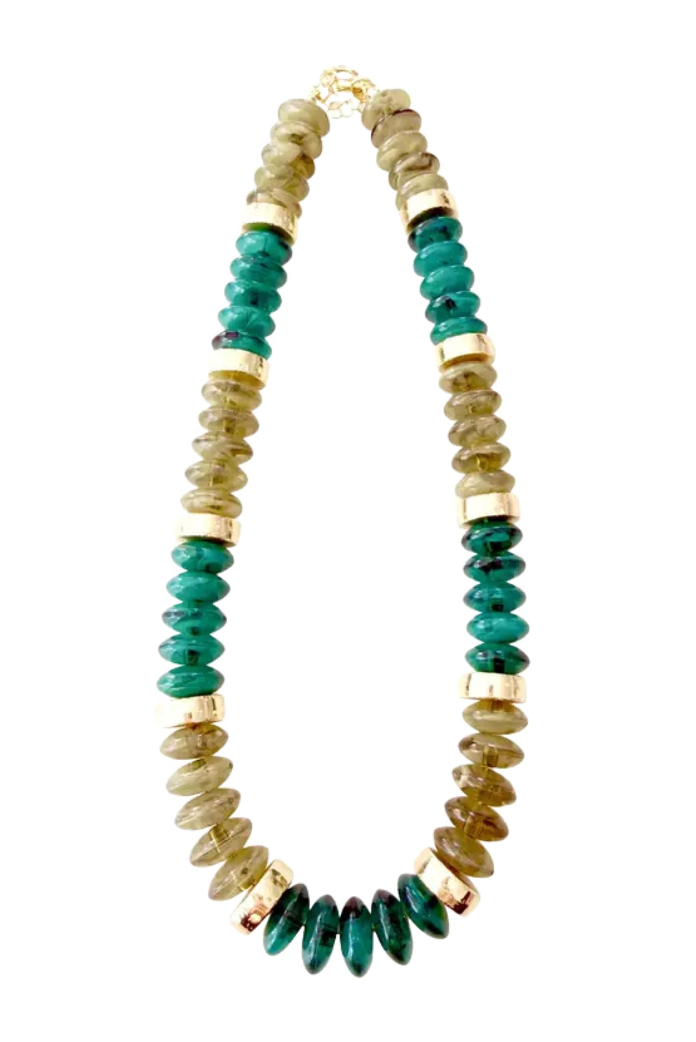 Green Beaded Disc Necklace