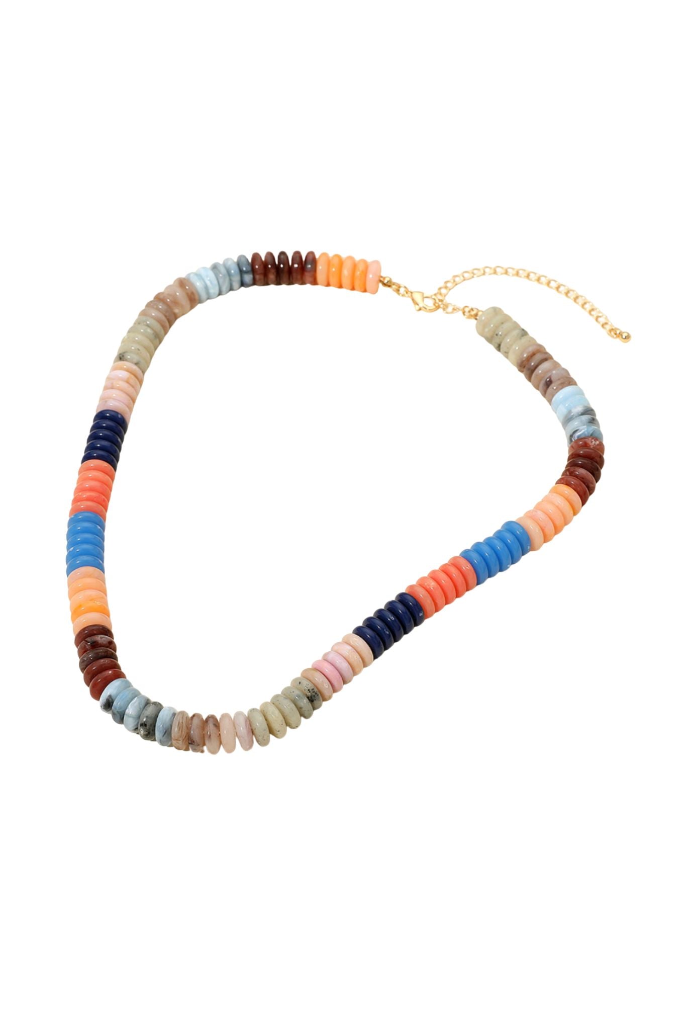Orange Multi Resin Disc Beaded Necklace