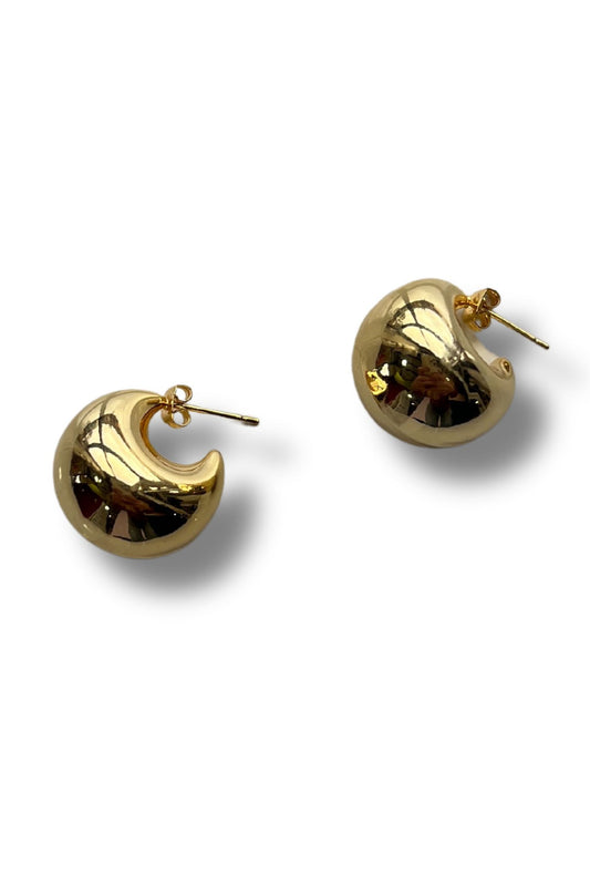 Gold 14K Dipped Chunky Half Hoop Post Earrings *FINAL SALE*
