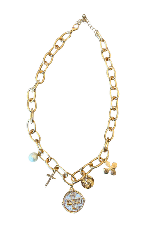 Gold Cross Charm Necklace