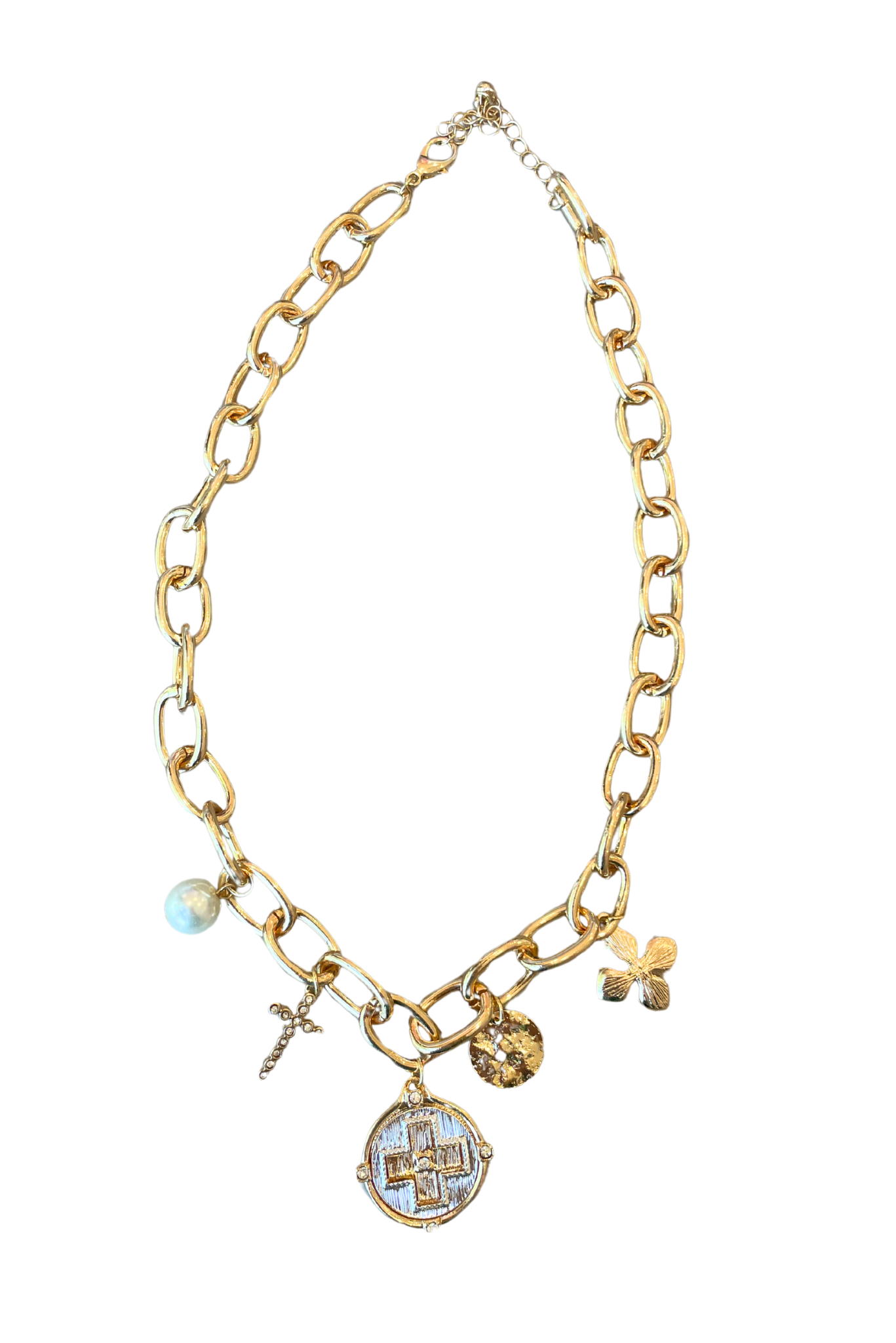 Gold Cross Charm Necklace
