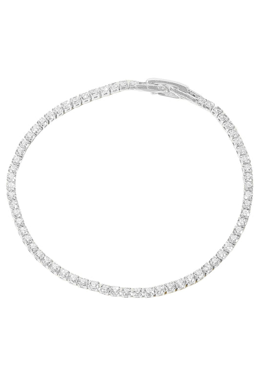 Silver Stone Tennis Chain Evening Bracelet