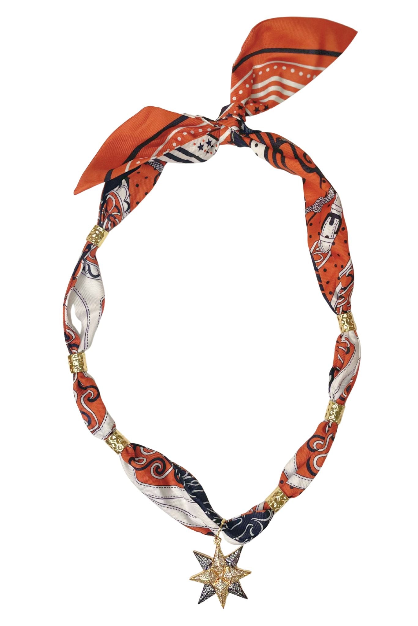 Rust Spacer Star Charm Scarf Necklace