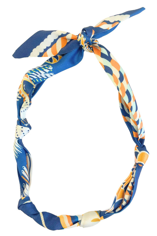 Navy Rope Detail Scarf Necklace