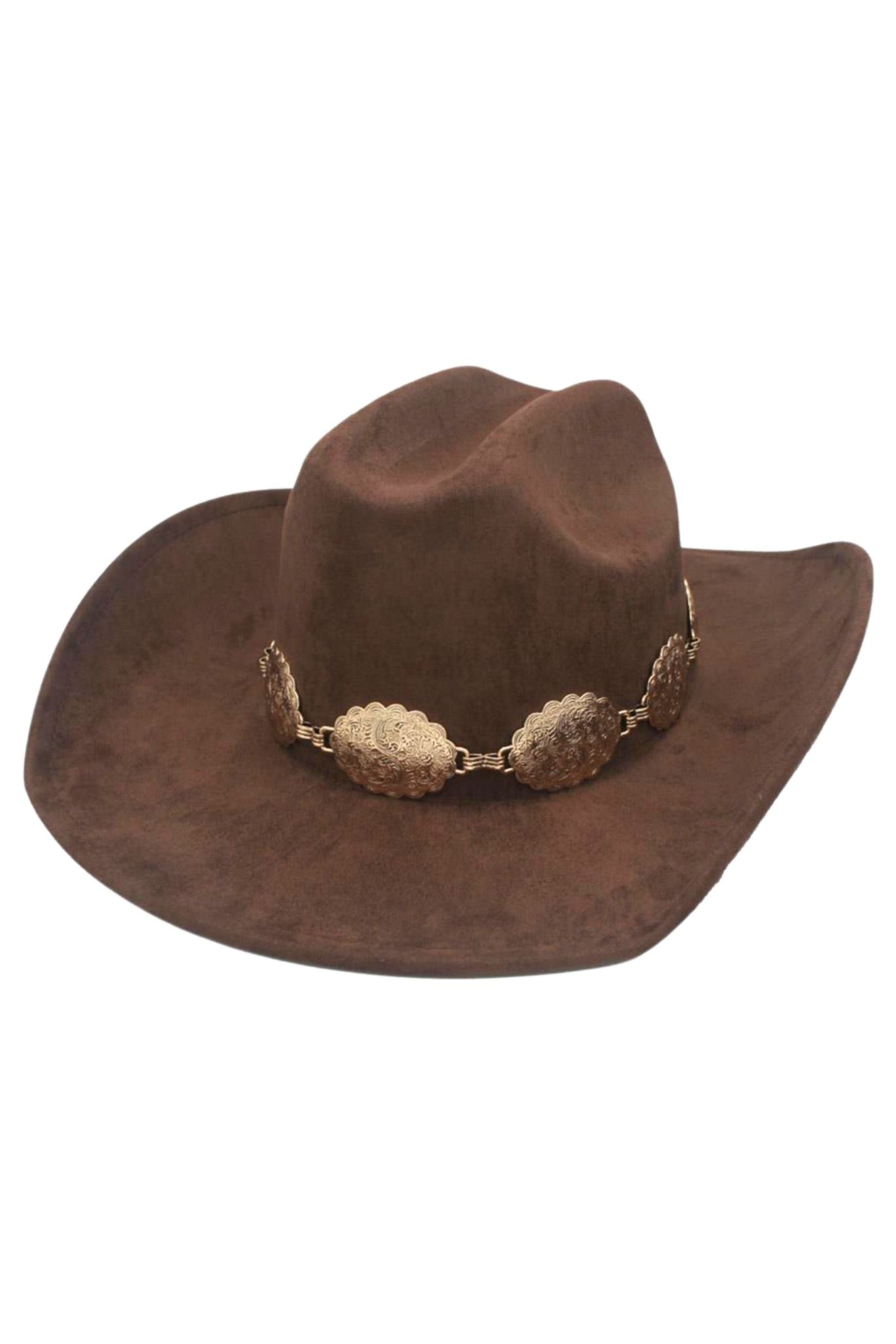 Dark Brown Concho Band Cowboy Hat