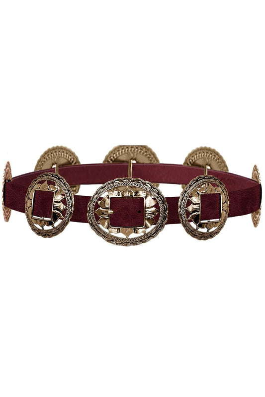Deep Maroon Concho Link Belt