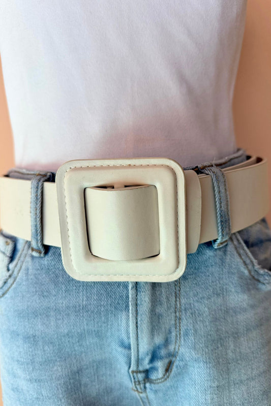 Ivory Square Buckle Belt
