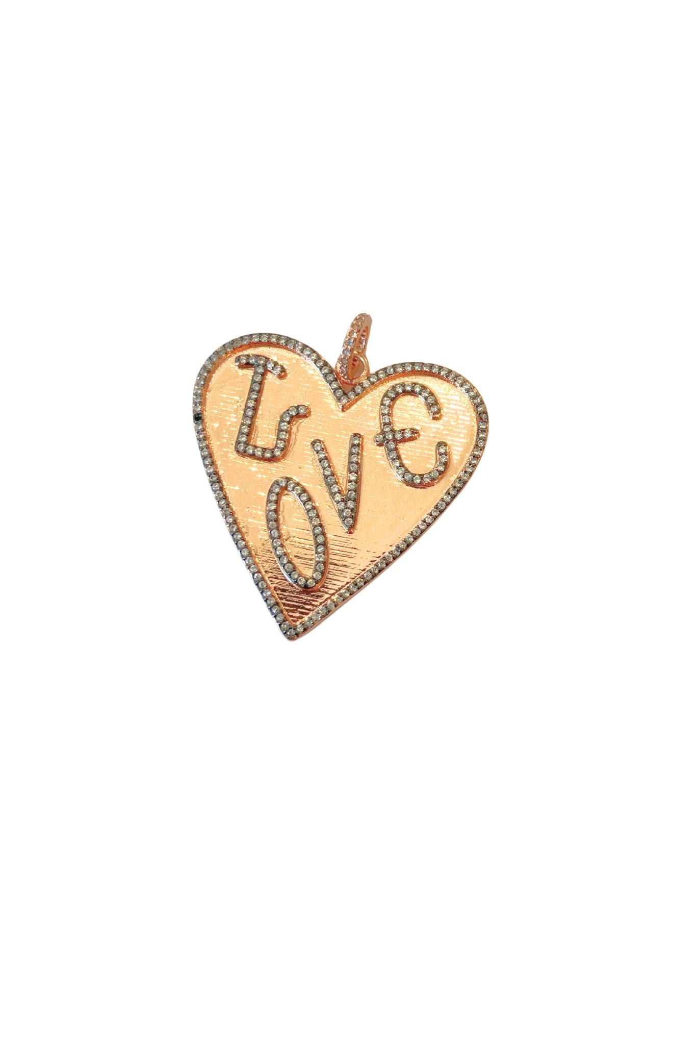 Gold Crystal Love Heart Pendant Charm