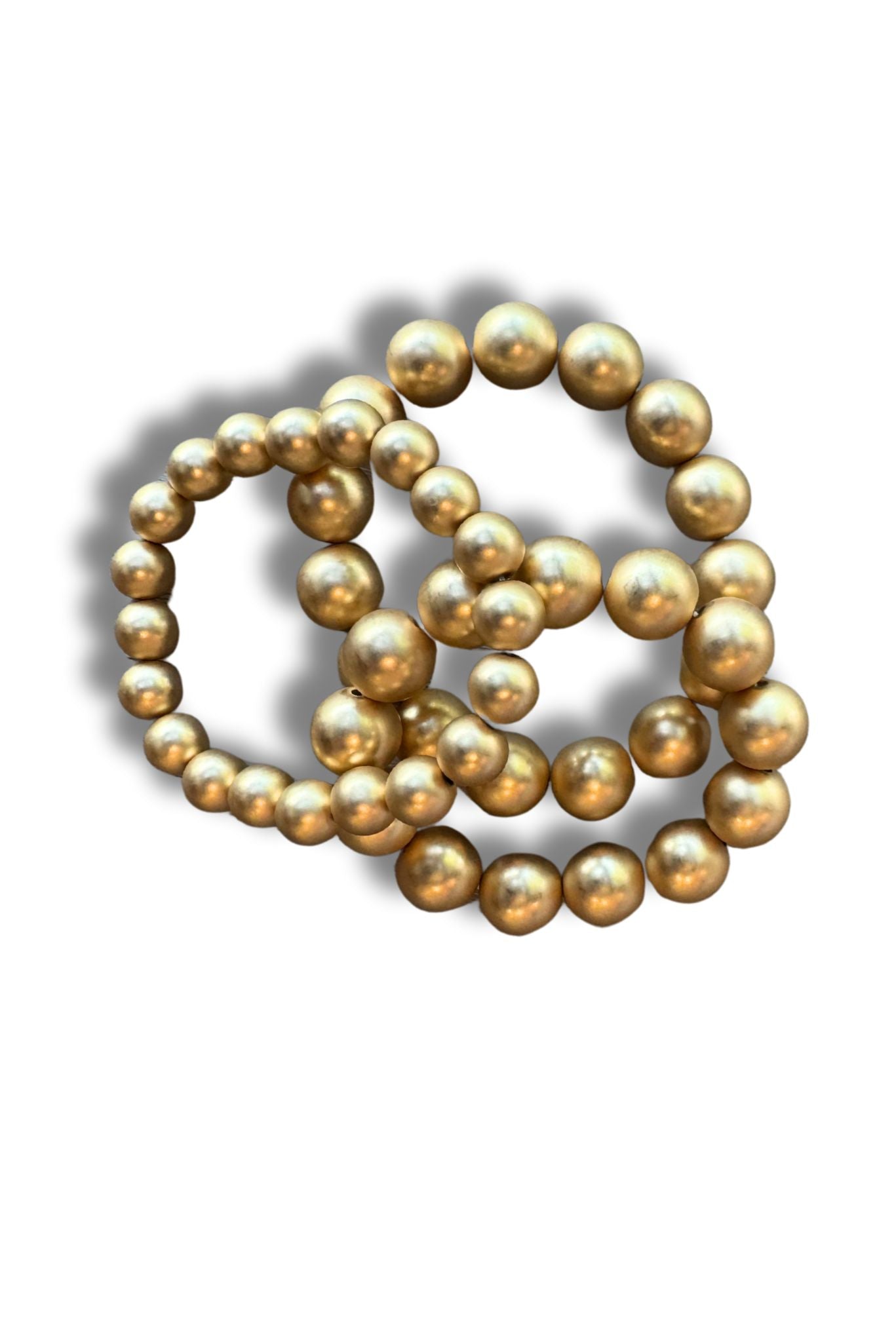 Gold Metallic Multi Bead Bracelet Set