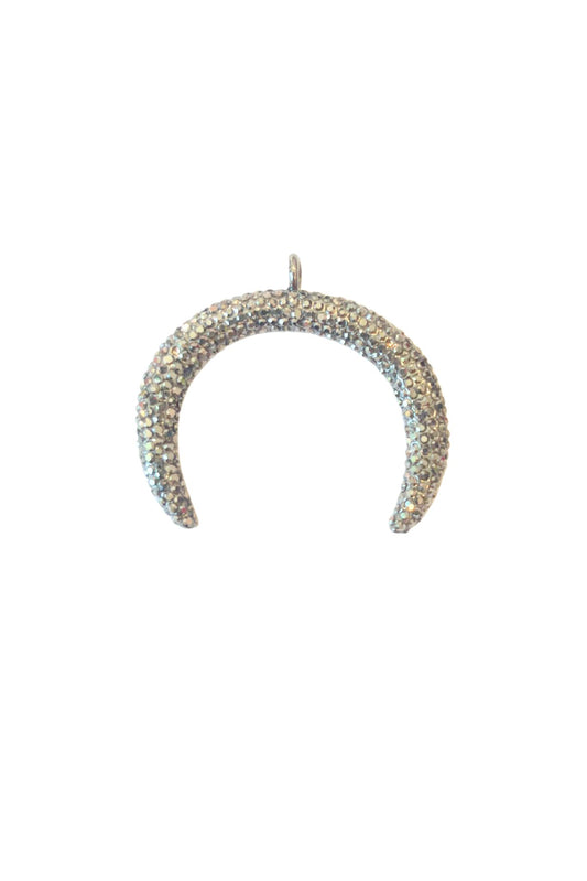 Black Crystal Horseshoe Pendant Charm