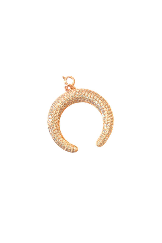 Gold Crystal Horseshoe Pendant Charm