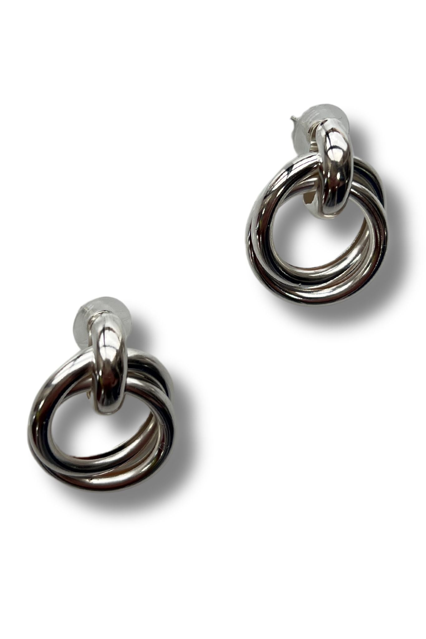 Silver Intertwined Multi Circle Earrings