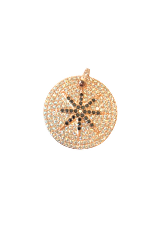 Rose Gold Rhinestone Circle Pendant Charm