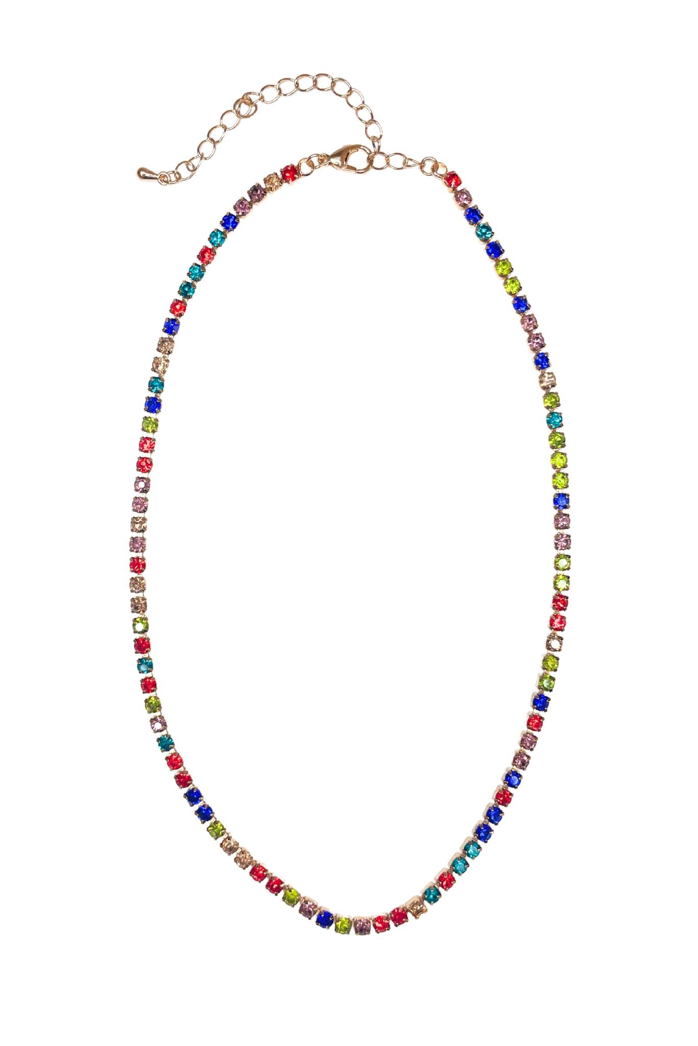 Gold Multi Rhinestone Necklace