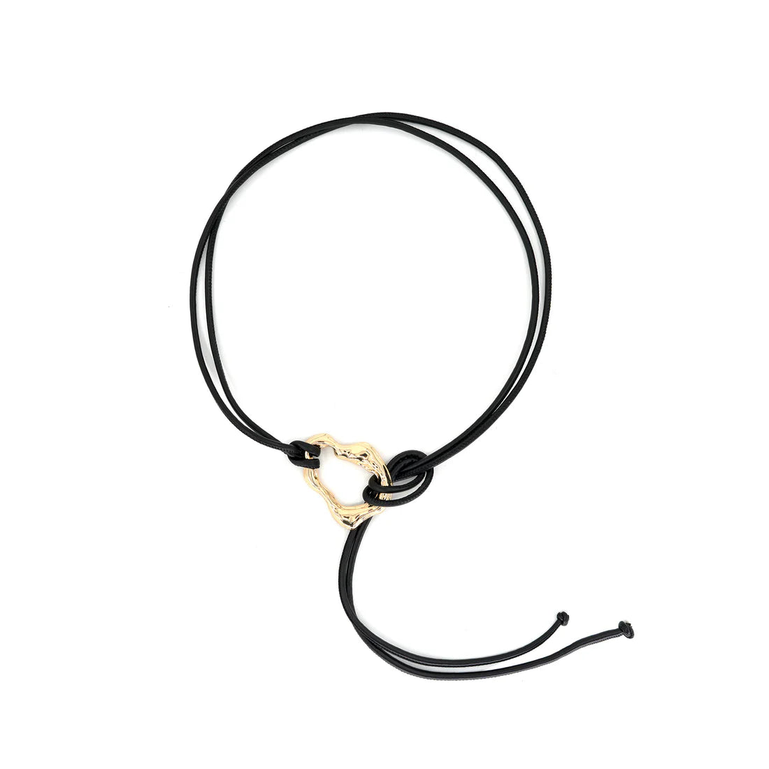 Black Hammered Gold Ring Wrap Belt