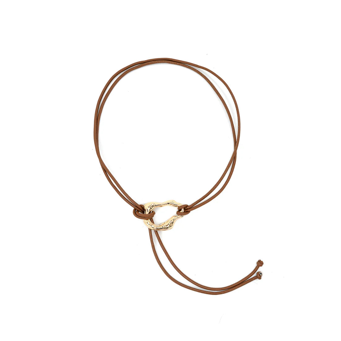 Tan Hammered Gold Ring Wrap Belt