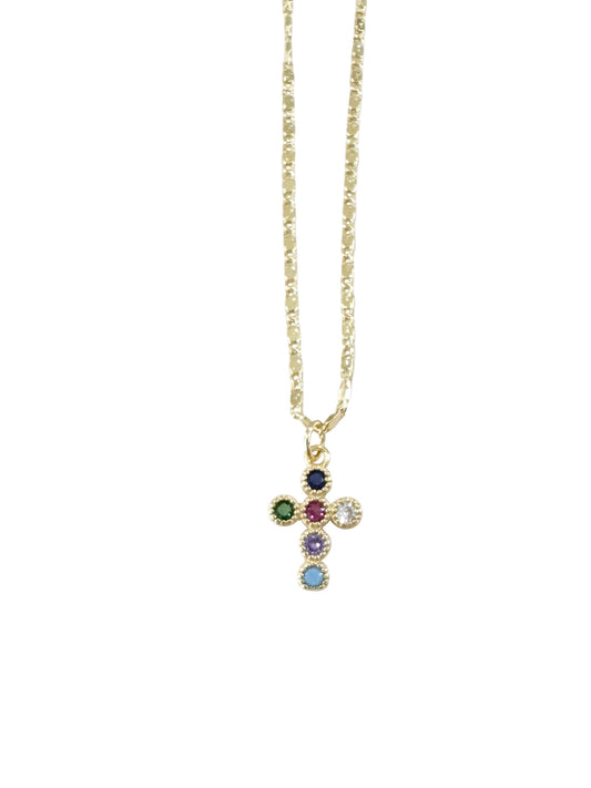 Bubble Cross Necklace - Multi