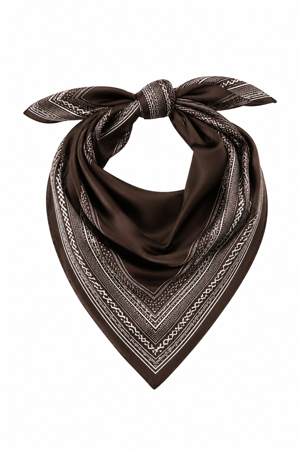 Brown Bandana Silk Scarf
