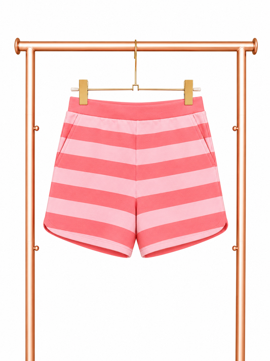 SSYS Landon Color Block Stripe Shorts In Coral Pink OUTLET *FINAL SALE*
