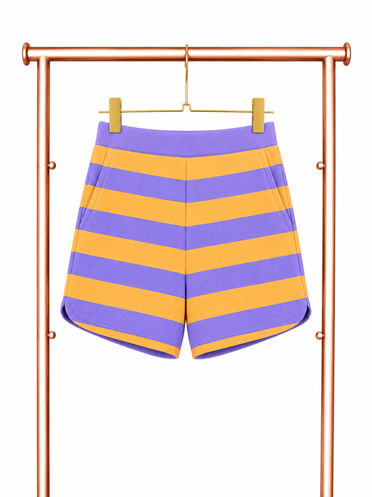 SSYS Landon Color Block Stripe Shorts In Sherbet Periwinkle OUTLET *FINAL SALE*