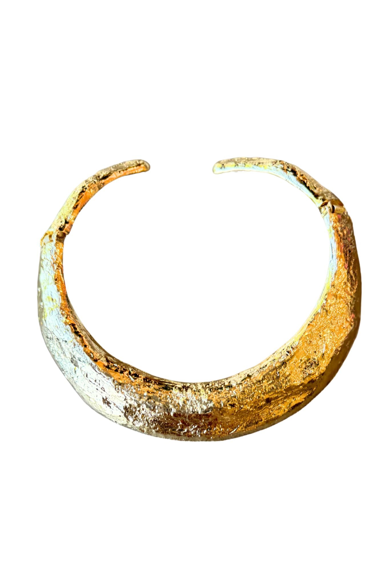 Gold Hammered Metal Collar Necklace