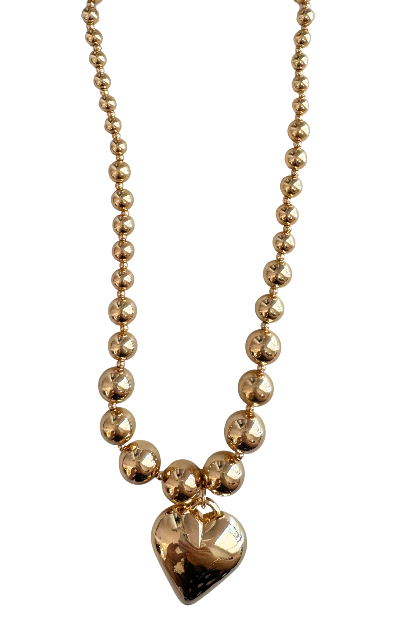 Gold Beaded Heart Pendant Necklace