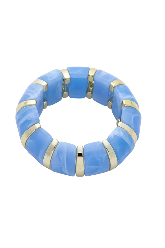 Marble Blue Stretch Resin Bangle Bracelet