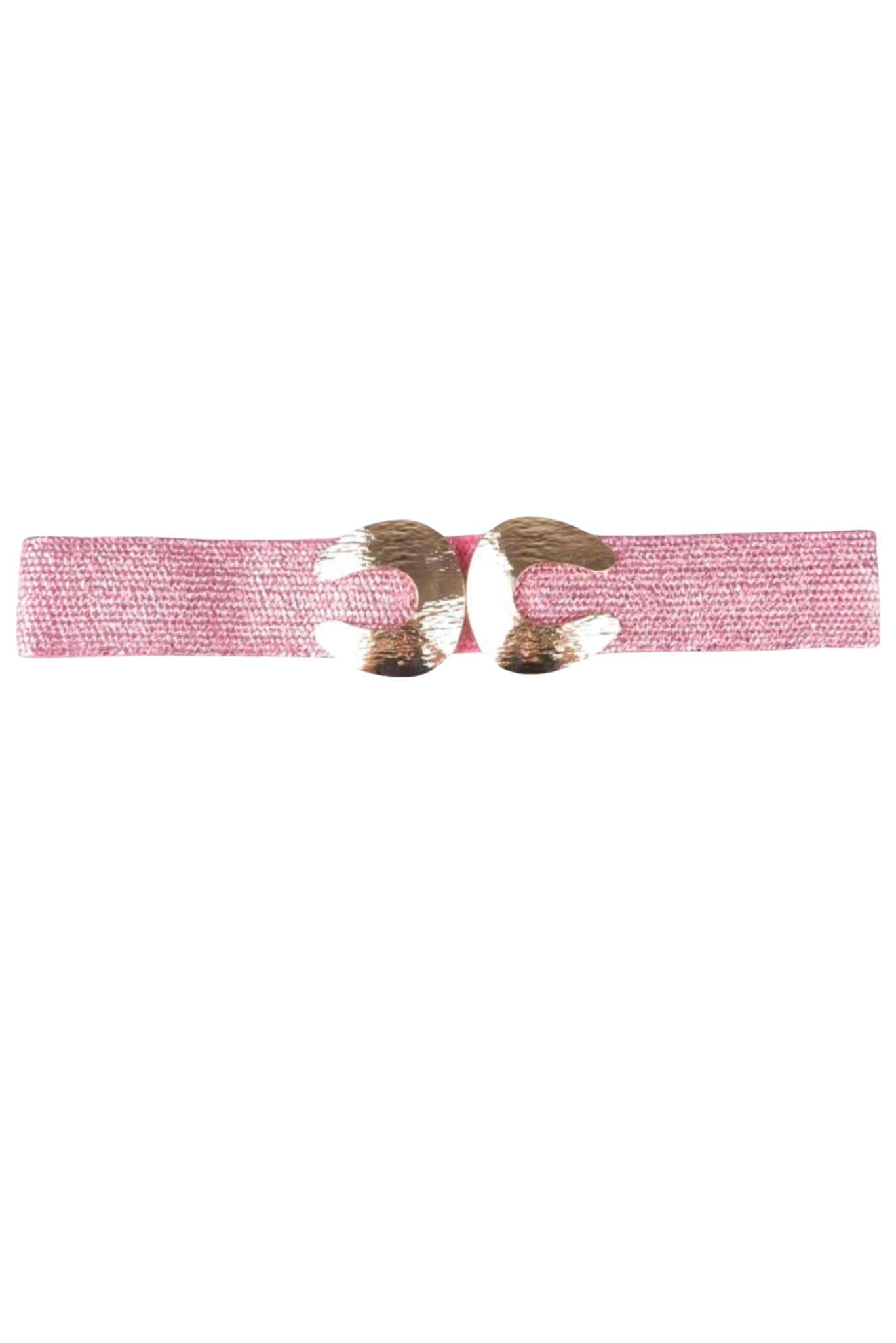 Pink Woven Gold Double Buckle Belt