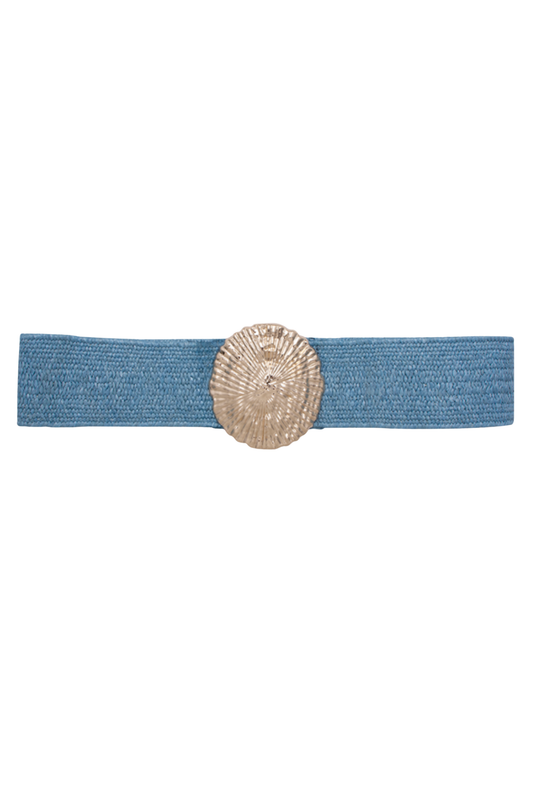 Blue Woven Gold Molten Buckle Belt