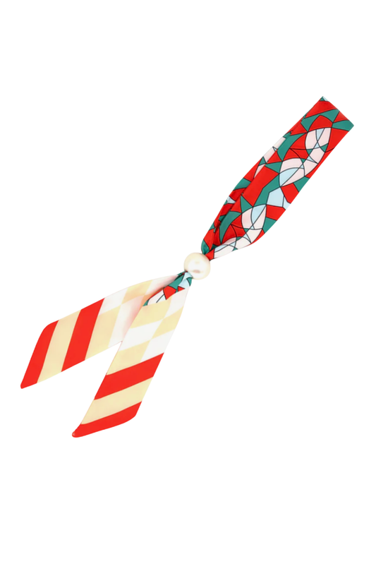 Orange Geometric Pearl Knot Scarf