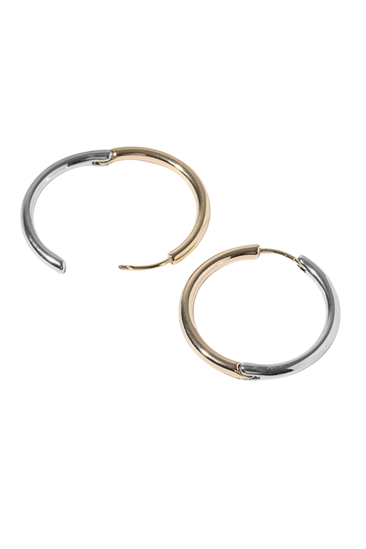 Two Toned Gold Dipped Huggie Hoop Earrings