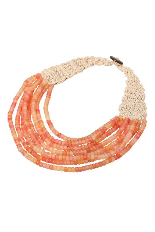 Orange Gradient Layer Beaded Crochet Collar Necklace