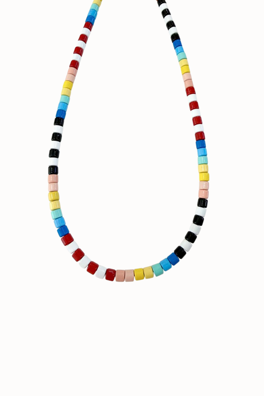 Black and White Inset Multi Beaded Necklace
