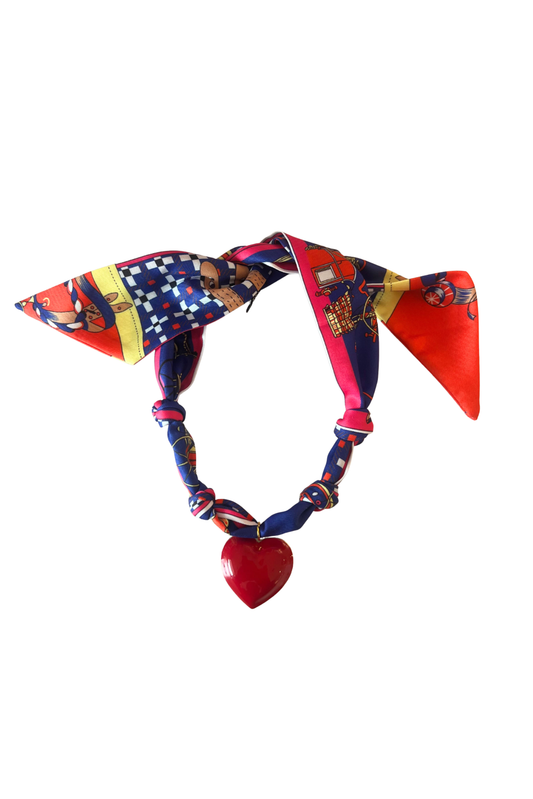 Multicolor Carriage Scarf Red Heart Charm Necklace