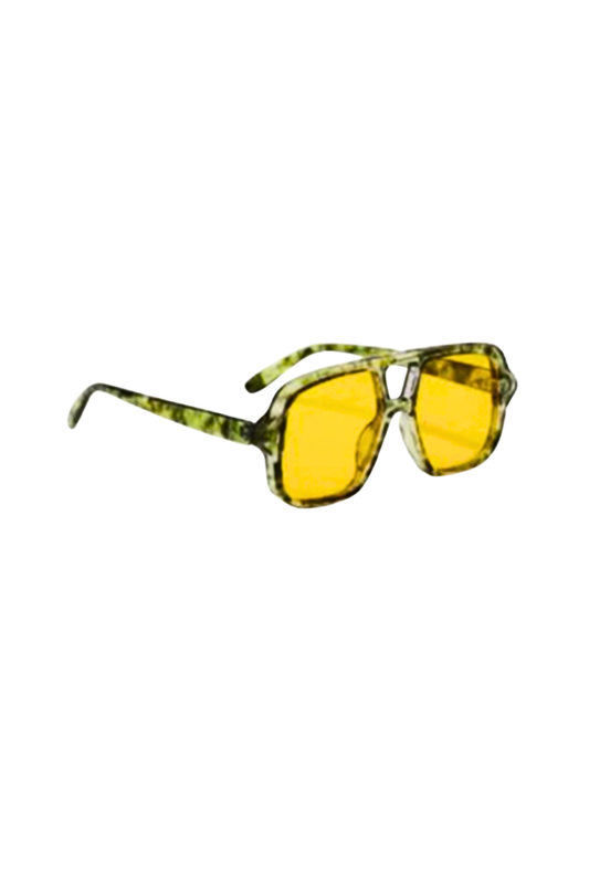 Green Marbled Retro Aviator Sunglasses