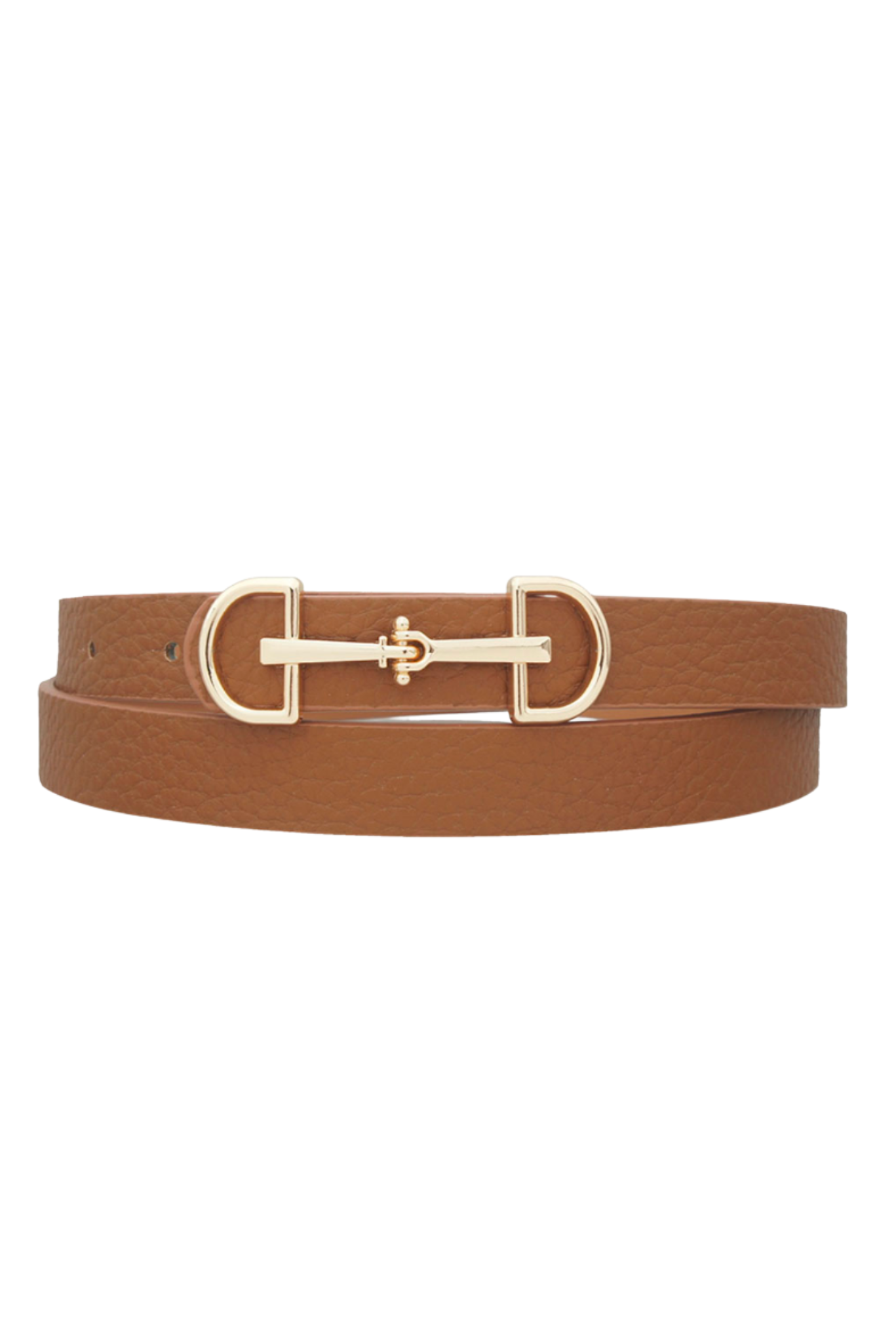 Brown Horsebit Skinny Belt