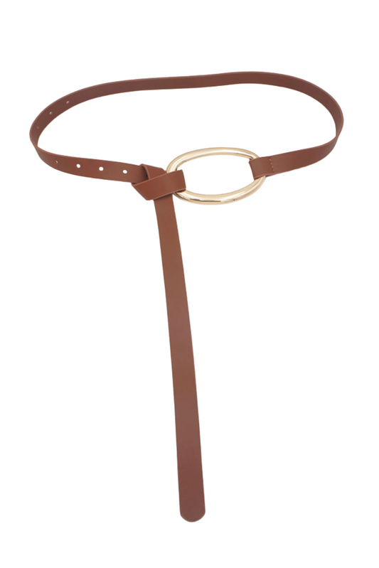 Brown Oval Loop Tie Belt