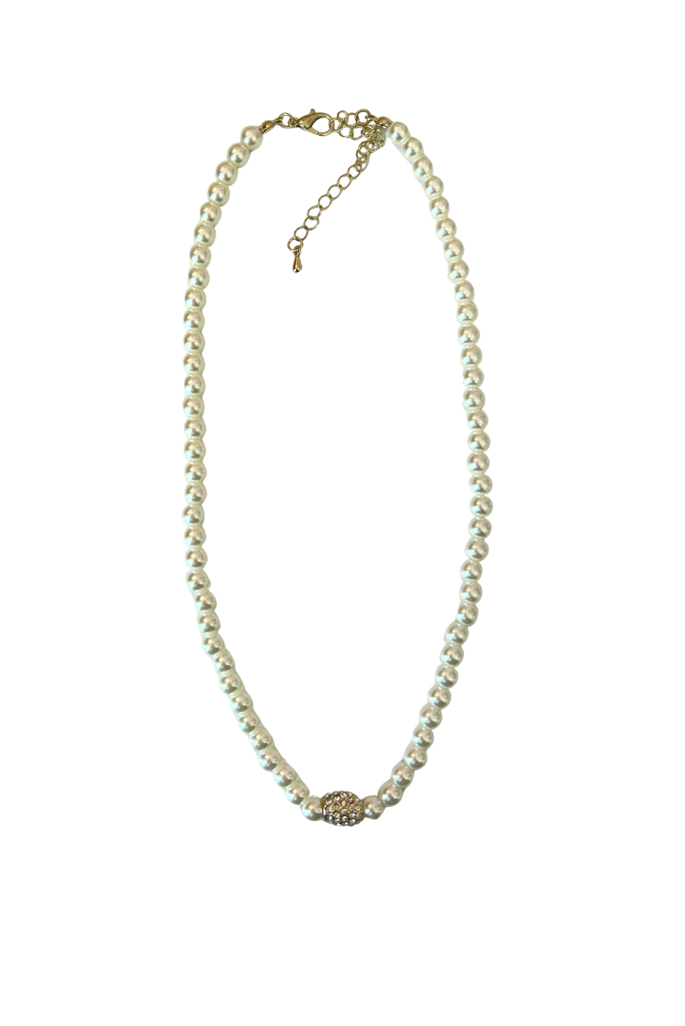 Pearl with Rhinestone Embellishment Necklace