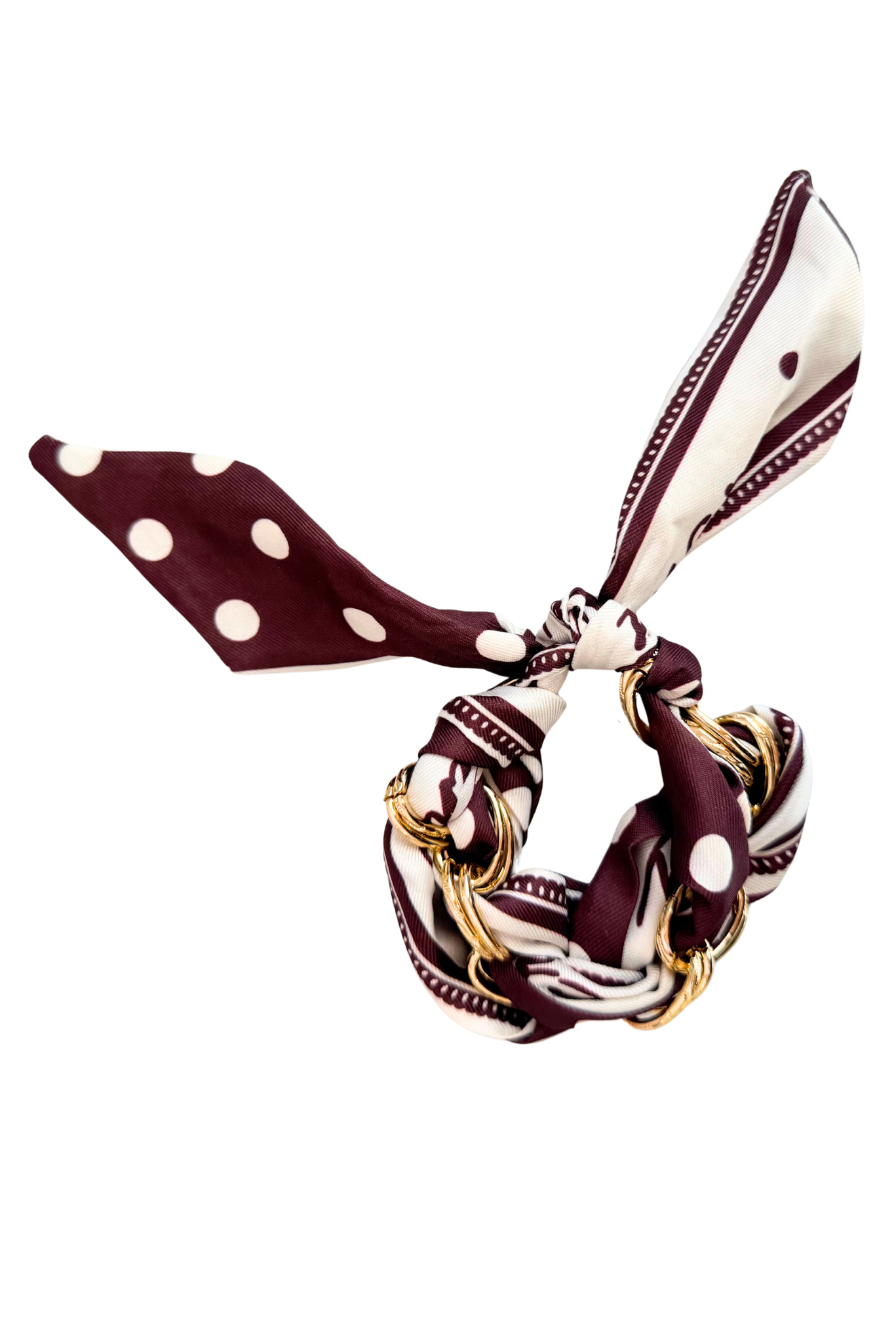 Brown Printed Bandana Chain Tie Bracelet