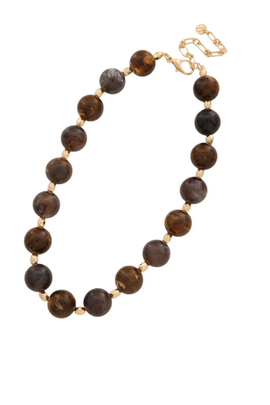 Brown Two-Tone Beaded Necklace