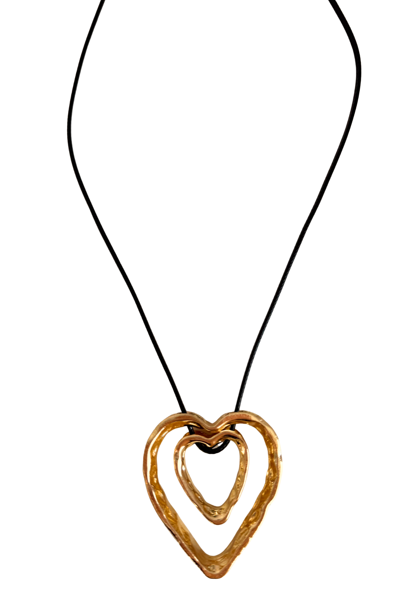 Gold Double Stacked Chunky Heart Necklace