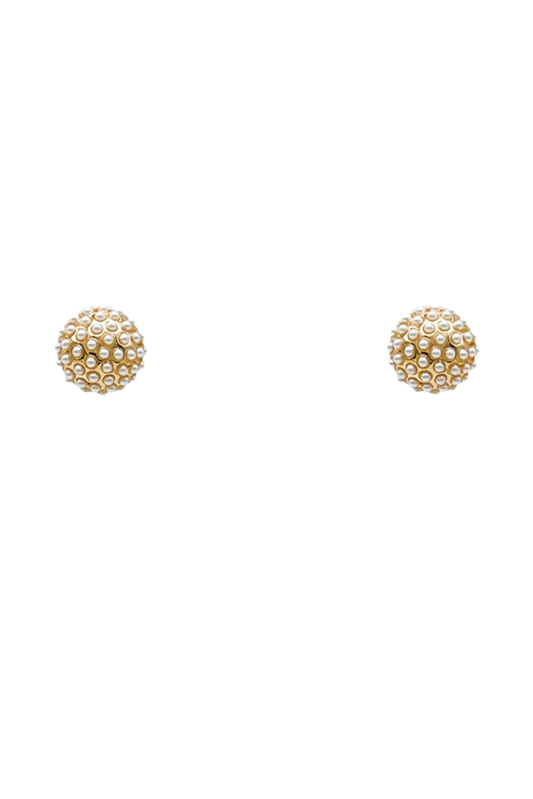 Gold Pearl Cluster Stud Earrings