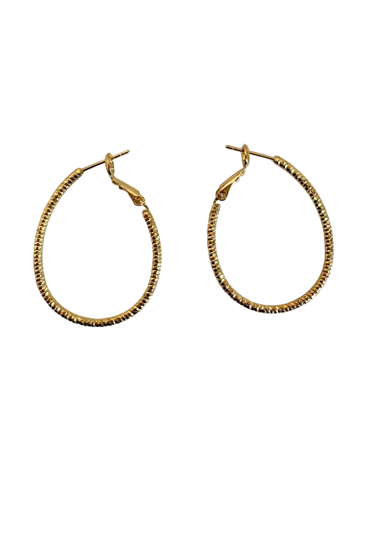 Gold Shimmer Oval Medium Hoop Earrings